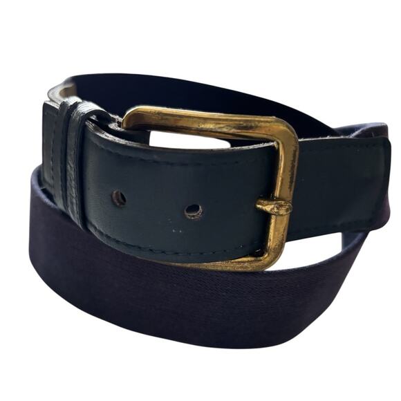Lacoste Belt Blue Elastic and Brown Leather Size 38 Vintage Preppy - Picture 9 of 9